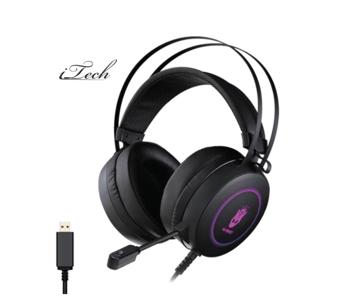 USB Gaming Headset with Microphone, RGB Gaming Headset with 7.1 Stereo Surround Sound